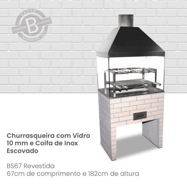 churrasqueira de vidro e inox revestida bassan
