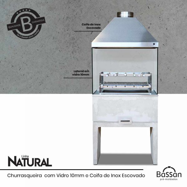 churrasqueira com vidro e inox pré moldada