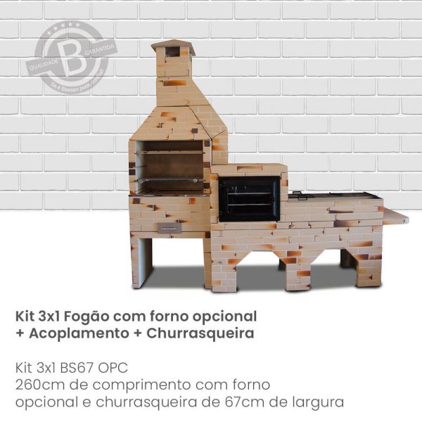 churrasqueira 3 em 1 pré moldada revestida bassan