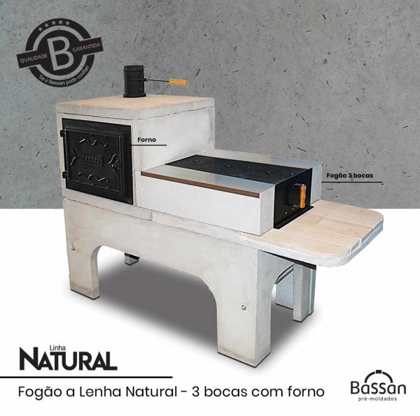 fogão a lenha 3 bocas bassan
