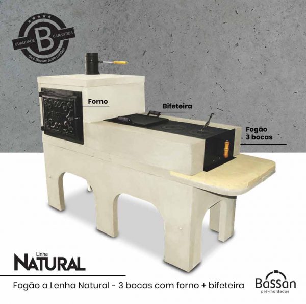fogão a lenha 3 bocas bassan